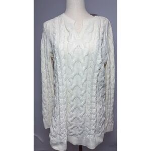 NEW J. Jill Cream Chenille Cable Knit Sweater Size Small Cream